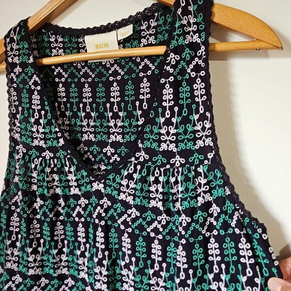 EUC MAEVE BY ANTHROPOLOGIE EMBROIDERED PATTERNED V NECK TIERED LACED TANK TOP M - Picture 9 of 15